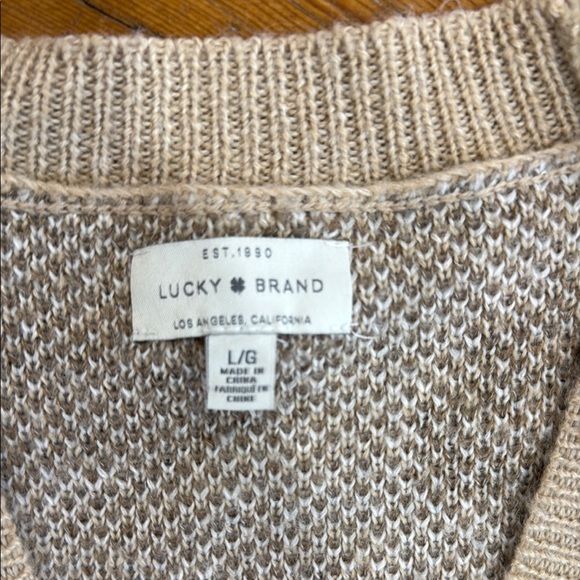 Lucky Brand Cream and Brown Camouflage Cardigan Sweater Size Large - Picture 2 of 10